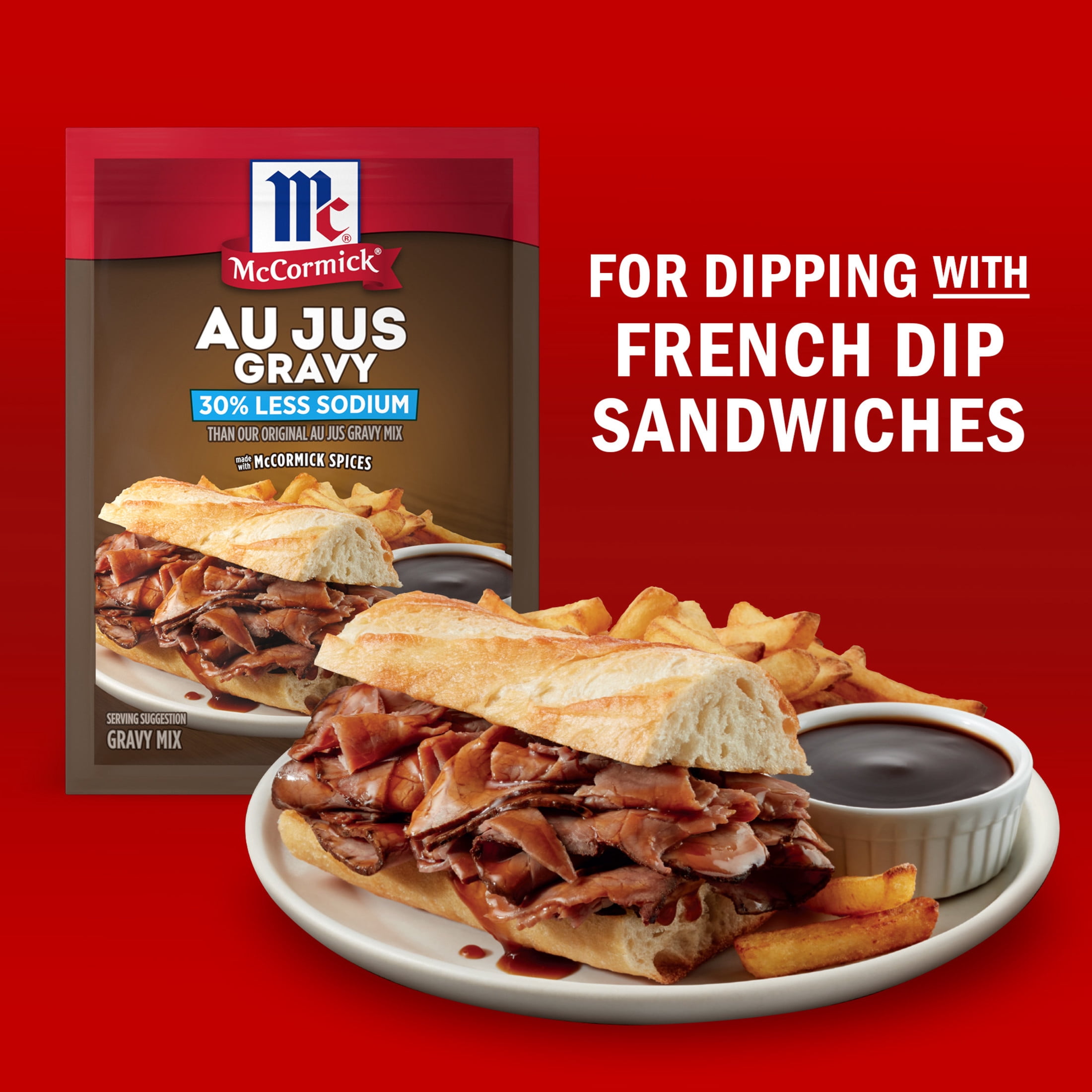 McCormick Au Jus Gravy, 30% Less Sodium Gravy Mix, 1.0 oz Packet