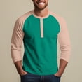 thumbnail image 5 of Hearthz Raglan 3/4 Sleevet Shirts for Men Henley Neck Baseball Shirt Colorblock Men Summer Tops Fall Mens T-Shirts, 5 of 9