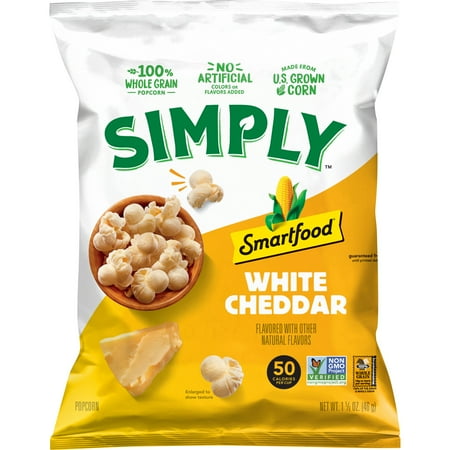 Simply Smartfood White Cheddar Flavor Popcorn Snack Chips, 1.725oz Bag