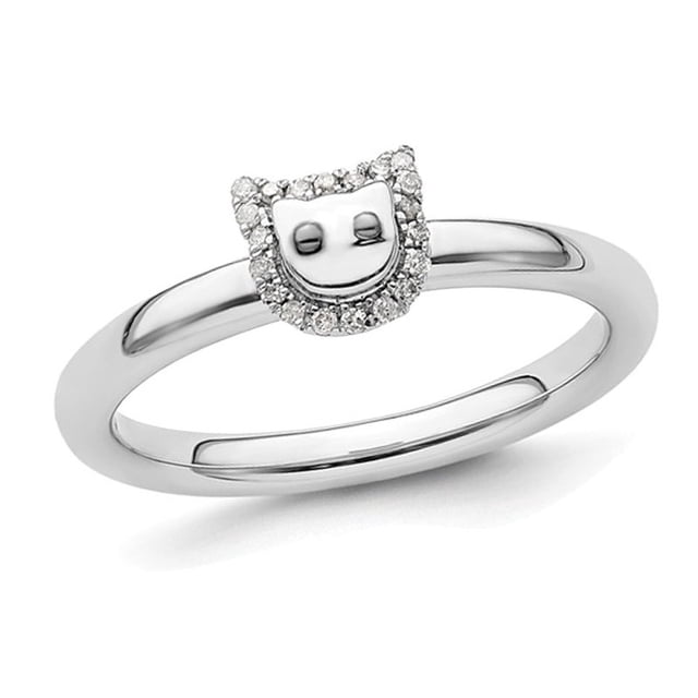Anneau de chat en argent sterling avec des diamants d'accent