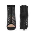 thumbnail image 5 of BLISSFUL STEP Platform Peep Toe Mesh Back Zip Stiletto Heel Sandal for Women Black (Size 7), 5 of 6