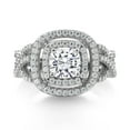 thumbnail image 2 of Gem Stone King 925 Sterling Silver White Moissanite Engagement Ring for Women (2.01 Cttw, Gemstone Birthstone, Cushion Cut 6MM, Available in Size 5, 6, 7, 8, 9), 2 of 4