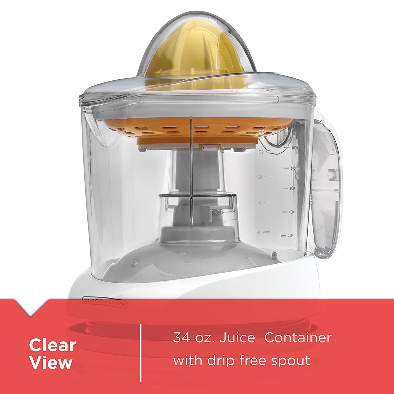 BLACK+DECKER 30 W 34 fl oz 1-Speed Citrus Juicer, Clear