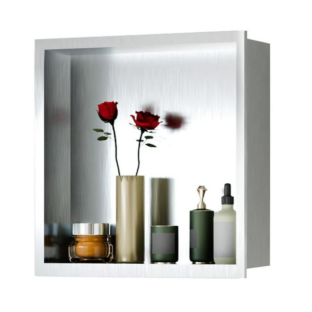 Niche de Douche 12 * 12 en Acier Inoxydable Niche Murale pour Rangement Installation Facile