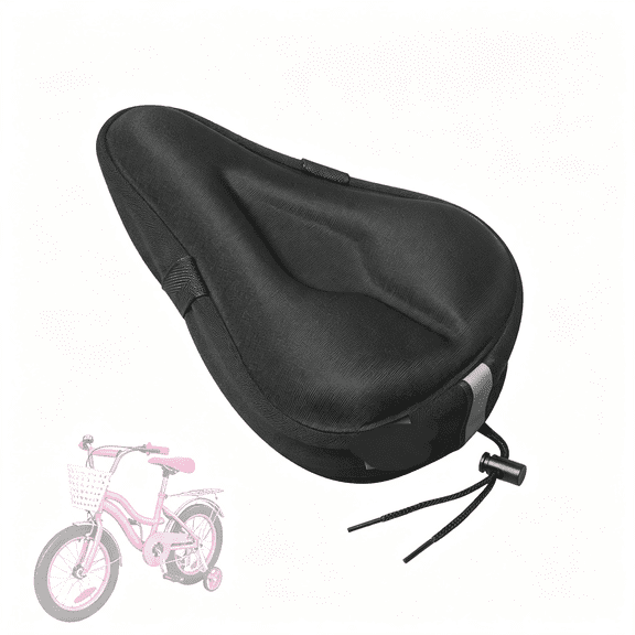 LADYGYM Gel Kids Bike Seat Cushion Cover for Boys & Girls, Anti-Slip Bike Seat Cover for Toddler, Breathable & Extra Soft Memory Foam Child Bicycle Saddle Padded with Reflective Strip, 9"X6"