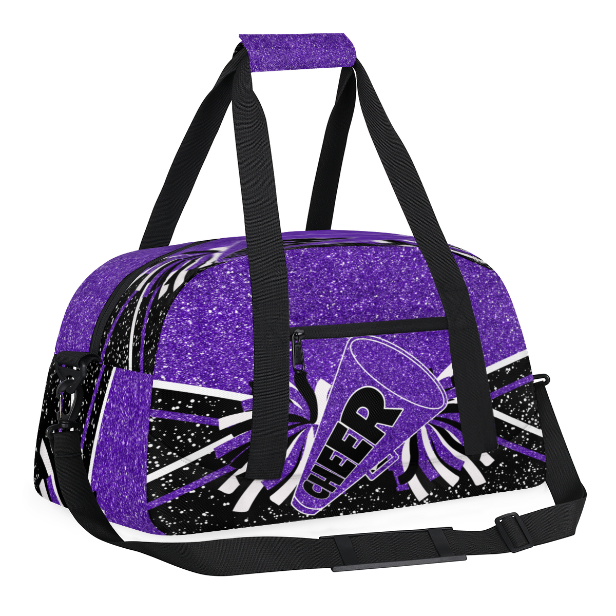 Herdesigns Cheer Bags Overnight Duffel Bags Cheerleading Purple Black Sport Gym Bag Travel Bag Travel Waterproof Weekender Bag Carry On Travel Tote Bag Dance Bags