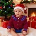thumbnail image 2 of Krdevn Christmas Decorations,Girls Knit Cardigan Sweater with Striped Collar Preppy Style Outerwear Soft Yarn Top for Baby and Toddler Casual Wear,Size:18-24 Months, 2 of 9