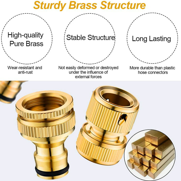 1 Set Quick Connect 3/4 inch Hose Connector Brass Easy Fitting Quick  Disconnect Hose Fittings