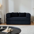 thumbnail image 2 of S-HOME Multi-Functional 59 Inch Convertible Sleeper Sofa Bed With Cylindrical Pillow Corduroy Folding Mattress  Fixed Frame For Living Room, Black, 2 of 16