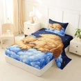 thumbnail image 2 of Homewish Lovely Golden Retriever Twin Sheets,Cartoon Dog Bedding,White Clouds Decor,3 Pieces,1 Fitted Sheet and 1 Pillowcase, 2 of 6