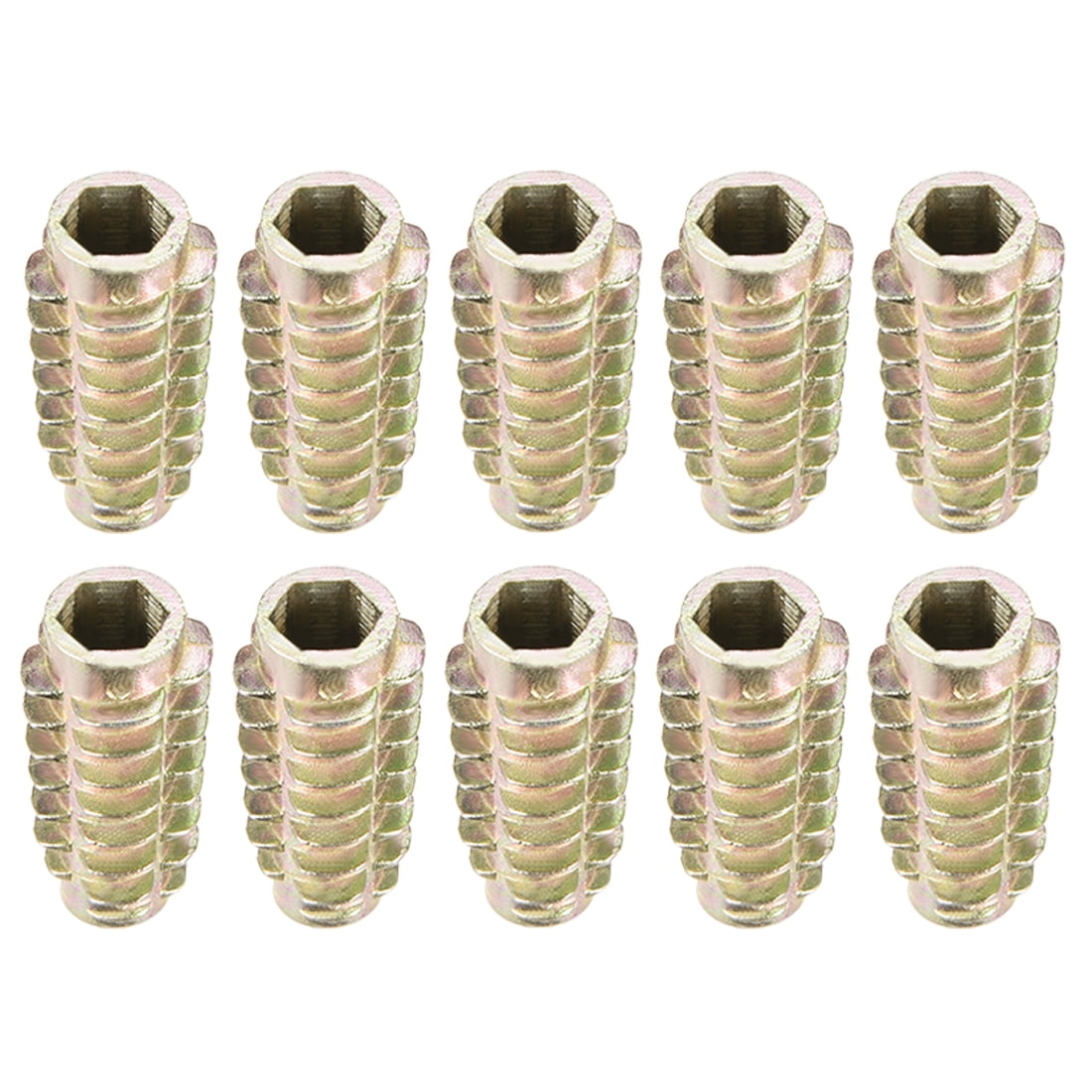 Threaded Insert Nuts Zinc Alloy HexFlush M6 Internal Threads 25mm Length 10pcs