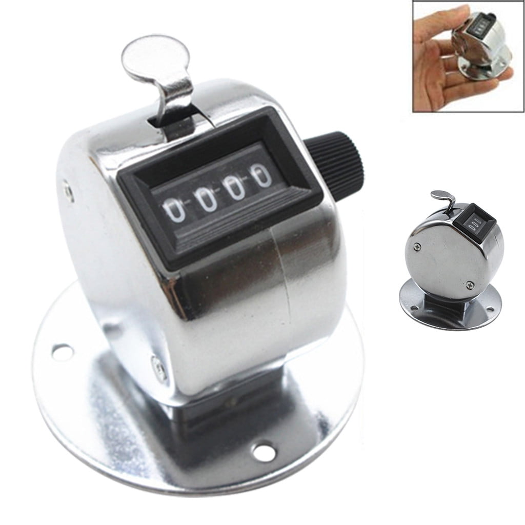4 Digit Manual Hand Tally Mechanical Palm Click Counter Round Base JR 