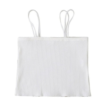 

Dr.Eam Little Girls Bandeau Toddler Kids Girls Dance Tank Top Racerback Crop Tank Top Solid Sleeveless Sports Dance Top Ballet Gymnastics Dancewear Classic Tops Casual Soft Everyday White 12 M-18 M