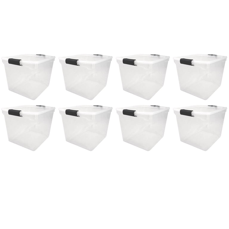 Homz 31 Qt Secure Latch Clear Stackable Storage Container Bin (8