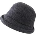 thumbnail image 6 of CoCopeaunts Small Bucket Hats for Women Autumn Winter Woolen Basin Hat Solid Color Casual Girl Fisherman Hat with Roll-up Brim, 6 of 8