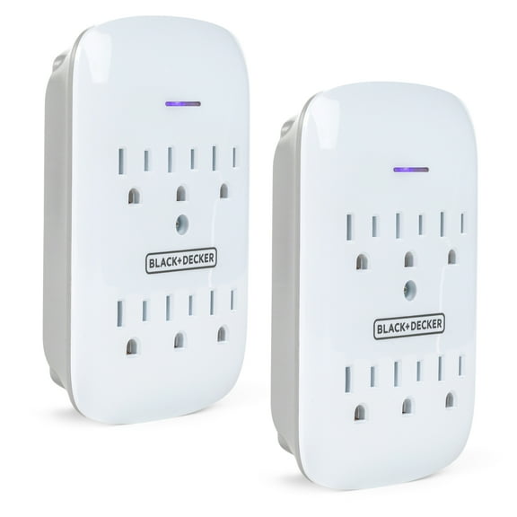 Black   Decker Surge Protector Wall Tap 6 Outlets (2 Pack)