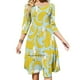 thumbnail image 1 of Vestido acampanado con estampado de plátano sobre fondo turquesa, vestido de cuello cuadrado, elegante vestido estampado de moda femenina, bonito estampado de plátano, 1 of 6
