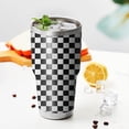 thumbnail image 3 of 30oz Black White Checkered Pattern Tumblers Stainless Steel Tumbler with Lid and Straw,Vacuum Insulated Double Wall Travel Tumbler Cups Mug with Cleaning Brush for Coffee,Tea, 3 of 7