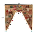 thumbnail image 3 of Stylo Culture Ethnic Cotton Swag Curtain Large Door Valance India Khaki Vintage Embroidered Patch Work Floral Scarf Curtain Topper Living Room Window Covering Hanging Toran Gate | 45 x 41 Inches, 3 of 4