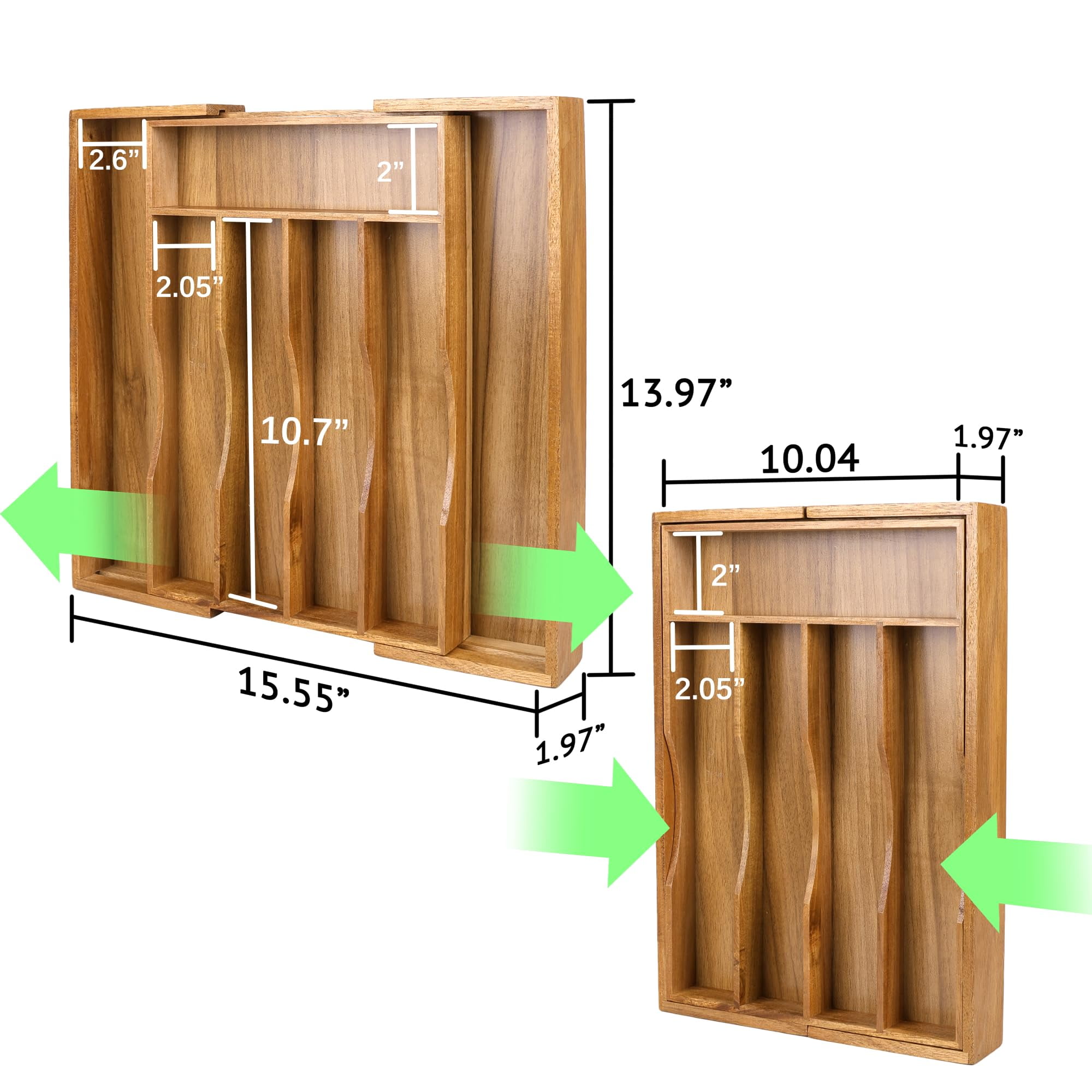 Expandable Kitchen Drawer Organizer For Cutlery And Utensils  Adjustable Wood Tray In Flatware Silverware