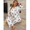 thumbnail image 2 of Women's Pajamas Set Comfy Cute Heart Printed Lounge Sets Two Piece Long Sleeve Pjs Soft Sleepwear, 2 of 5