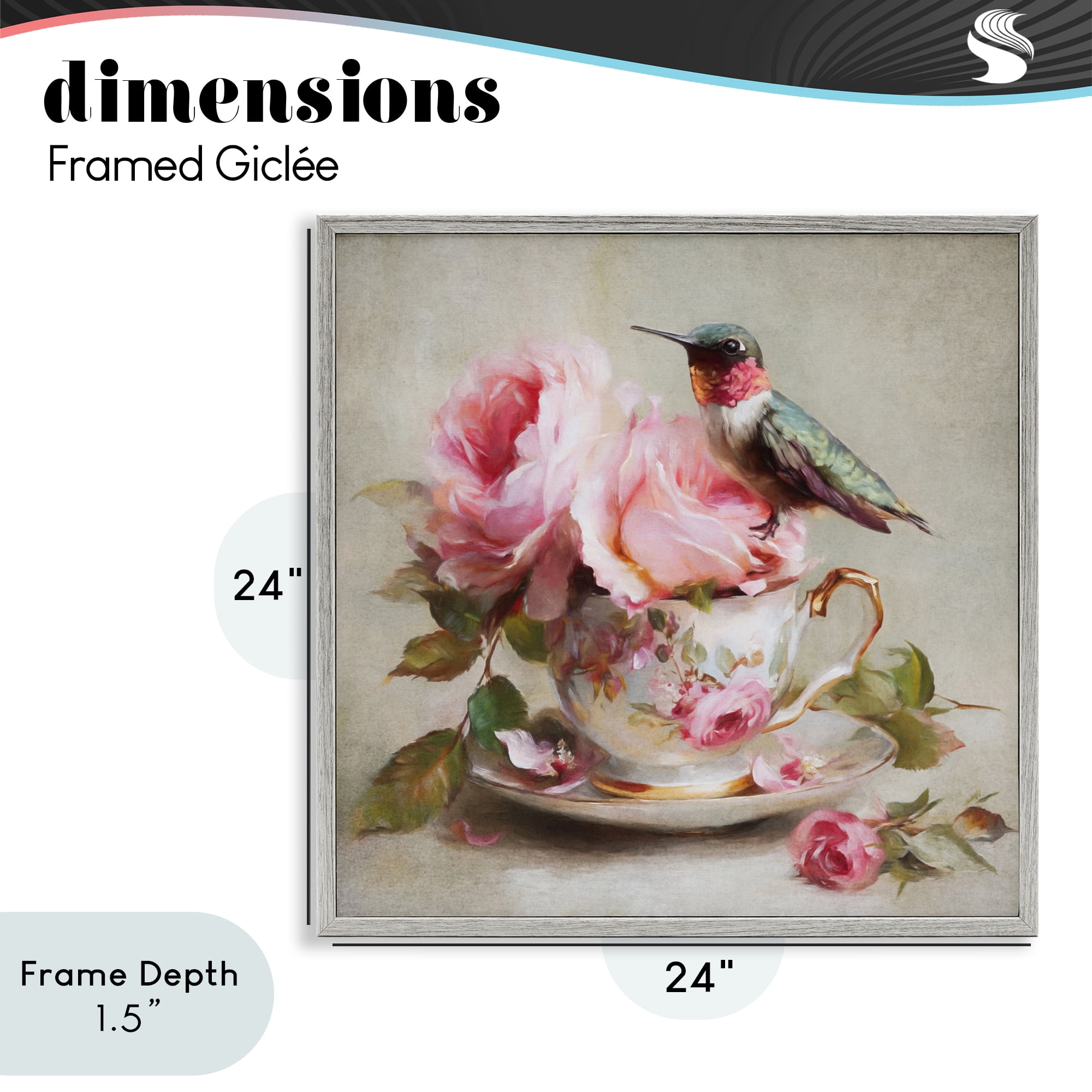Stupell Industries Hummingbird & Tea Cup Gray Framed Giclee Art, design by Tina LeCour