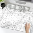 thumbnail image 6 of Topographic Contour White Gaming Mouse Pad - XL Geographic Map Lines, Extended Large Mouse Pad, Non-Slip Rubber Base, Stitched Edge, Ideal for Desk Computer, 31.5x11.8 Inch, 6 of 6