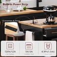 thumbnail image 2 of Kitchen Island with Trash Can Storage & Power Outlet, 59.3" Rolling Kitchen Island with 2 Pull Out Cabinet Organizers & Rubber Wood Drop Leaf, Spice & Towel Rack for Kitchen, Dining Room, 2 of 15