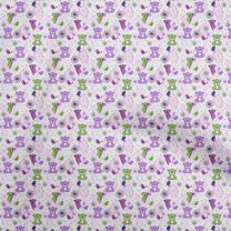 oneOone Polyester Spandex Medium Purple Fabric Bear Dress Material Fabric Print Fabric By The Yard 56 Inch Wide
