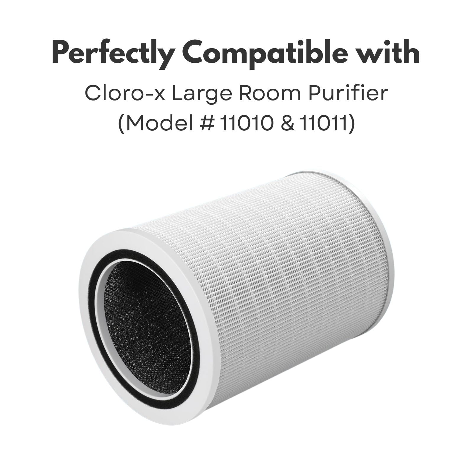 Nispira 12010 3-in-1 True HEPA Activated Carbon Filter Replacement for Clorox Large Air Purifier 11010 & 11011 | Removes Smoke, VOCs, Odor | 2 Pack