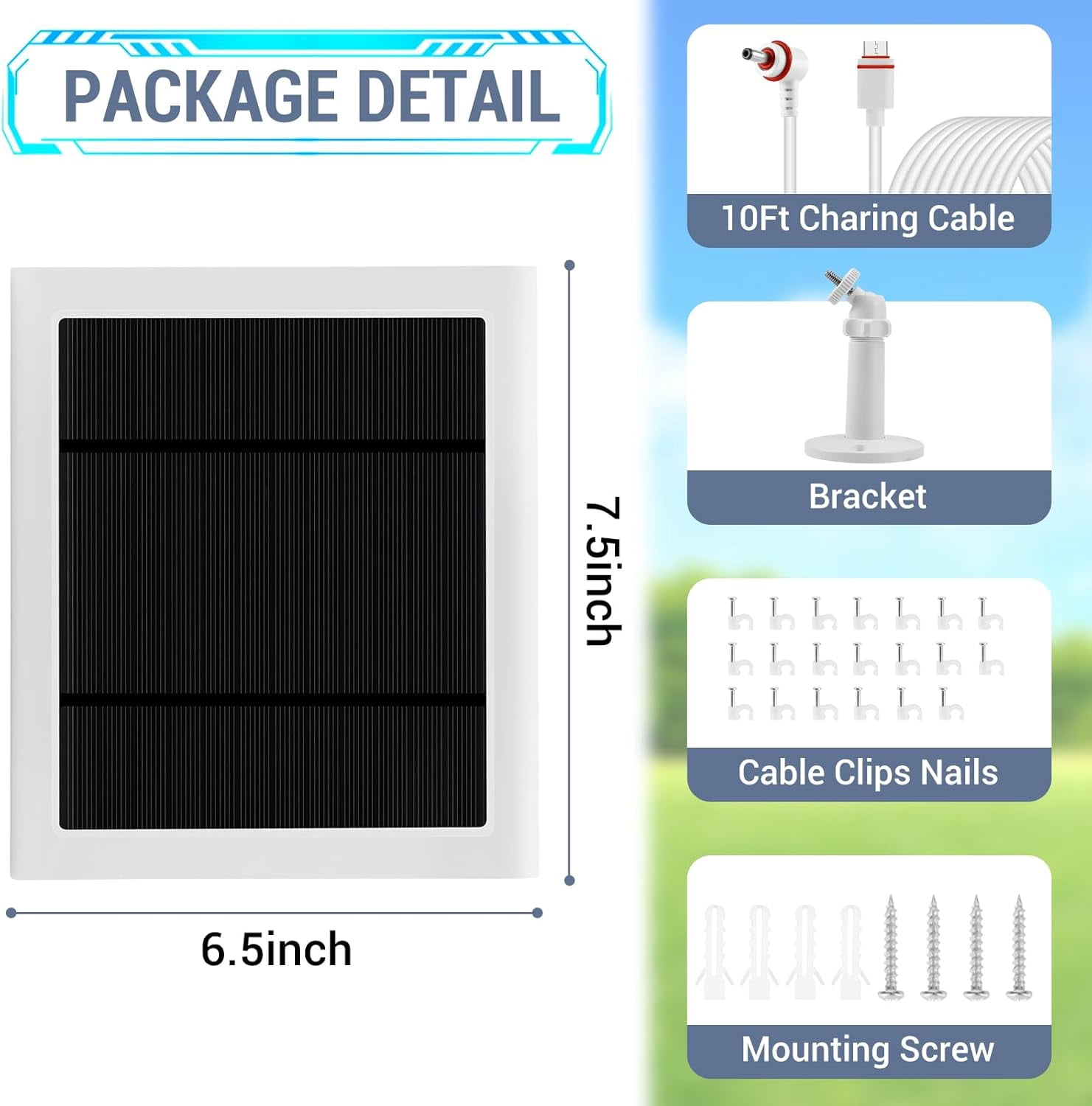 Solar Panel for Ring Camera, 4W Solar Charger Compatible with Rings Spotlight &Stick Up Outdoor Cam Battery, 10ft Long Cable with USB-C to Ring Barrel Plug Adapter