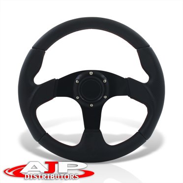 Speed Daddy 320mm Racing Steering Wheel – Black Spoke, Red Stitch, Leather, 6-Bolt – Lightweight