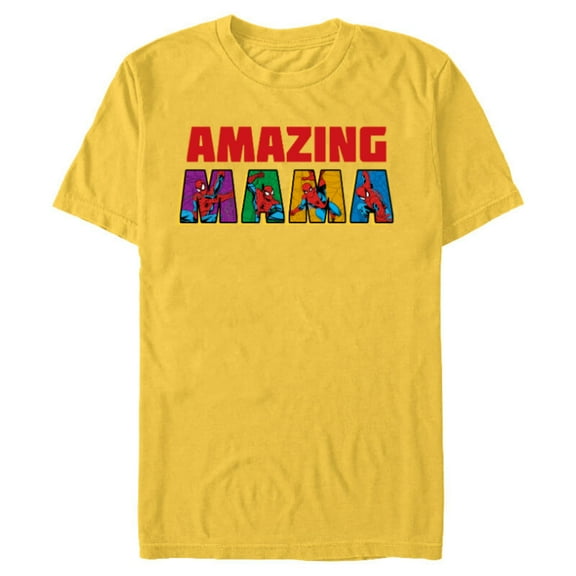 Marvel Spider-Man Amazing Mama Mom Birthday Mother’s Day - Short Sleeve Blended T-Shirt for Adults - Customized-Yellow