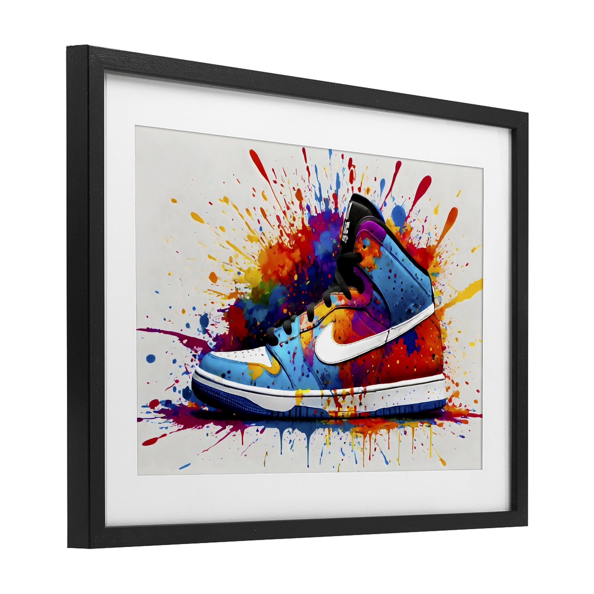 Stupell Industries Centric Sneaker Splash Black Framed Print Under Glass, design by Creative Studio
