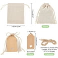 thumbnail image 6 of 10 Pcs Burlap Drawstring Gift Bags 4.3×3.7" Beige Burlap Packing Pouches Jewelry Pouches Gift Wrapping Bags with Kraft Gift Tags Jute Cord for Christmas Wedding Party Favors White, 6 of 7