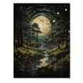thumbnail image 3 of Designart "Forest captivate Forest Pointillism III" Landscape & Nature Print on Natural Pine Wood, 3 of 5