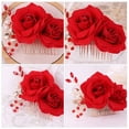 thumbnail image 3 of Niceauty Luxurious Red Rose Hair Comb for Brides and Special Occasions, 3 of 8
