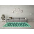 thumbnail image 3 of Ahgly Company Machine Washable Indoor Round Abstract Turquoise Blue Modern Area Rugs, 8' Round, 3 of 4