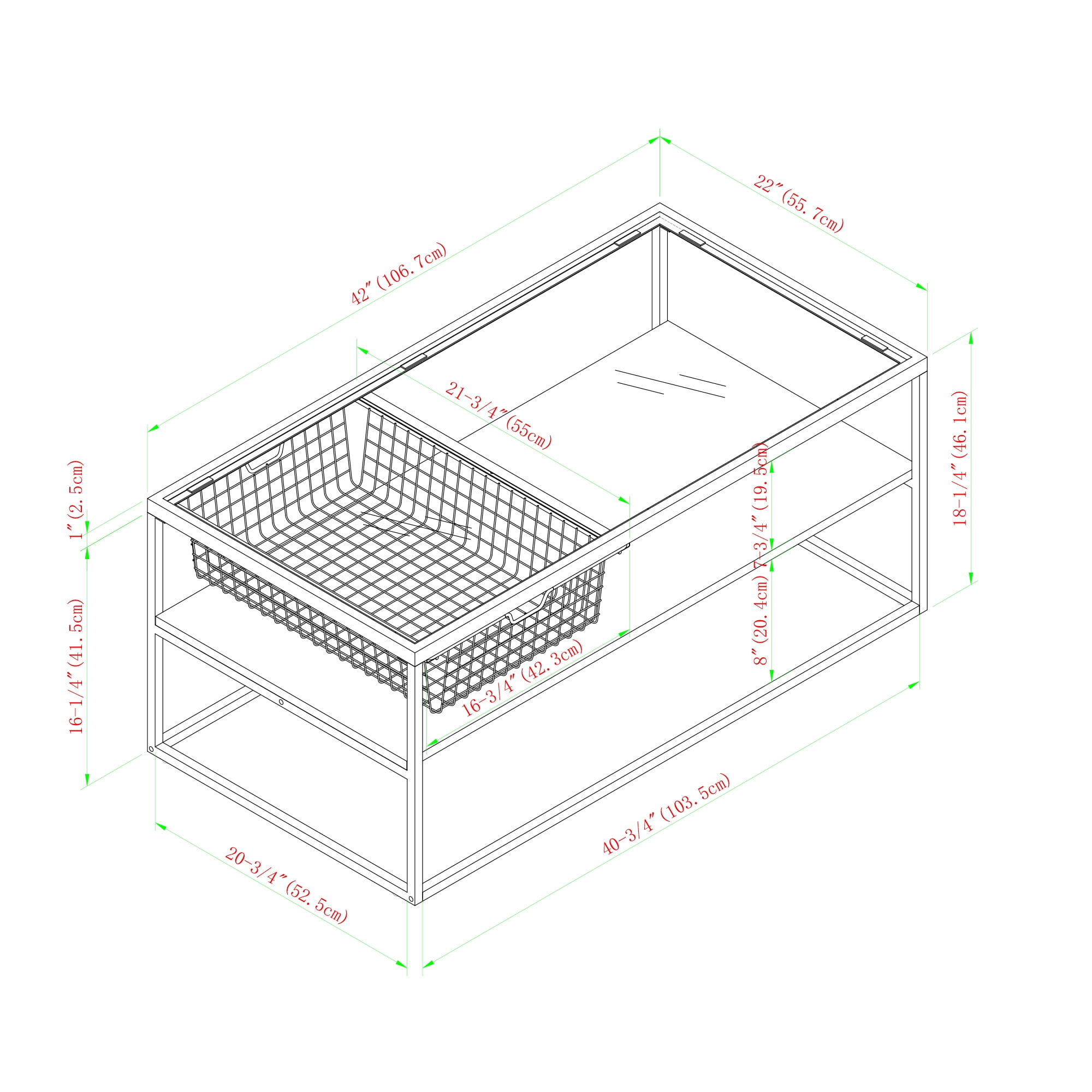 Collins Urban Industrial Mesh Drawer Dark Walnut Coffee Table by Manor Park
