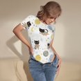 thumbnail image 3 of Junzan Justaucorps à Manches Courtes et Col Rond Imprimé Chat Mignon pour Femmes, T-shirt Mode Aguichant une Pièce Col Rond Justaucorps Aguichant pour Sortir-TTG, 3 of 7