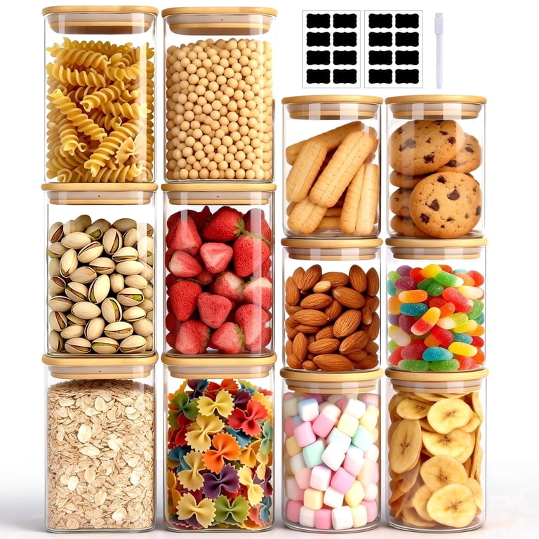 Taimasi 12-Pack Glass Storage Jars Bamboo Lids photo 1