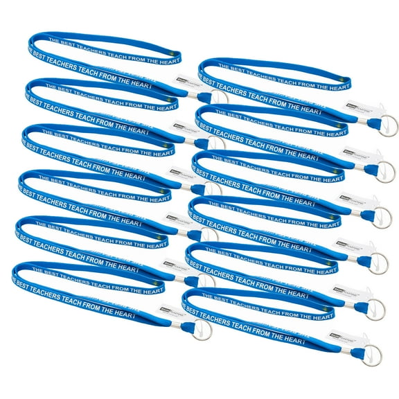 SICURIX Teacher Lanyard, Flat Style, Ring, Pack of 12