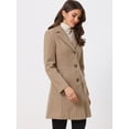 thumbnail image 3 of Abrigos largos de invierno con solapa con muesca y un solo pecho para mujer Beige Obscuro M, 3 of 6