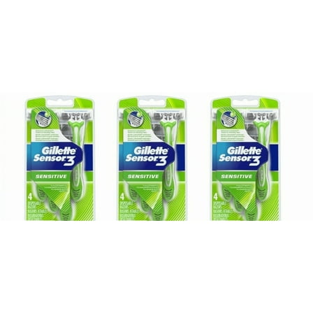 Gillette Sensor 3 Disposable Razors Men's 4 Each (Pack of 3)