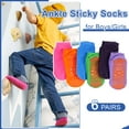 thumbnail image 4 of Boys Girls Non-Slip Toddler Socks Grip Ankle Sticky Socks Anti-Skid Socks for Kids 6 Pairs for 2-13 Years Kids, 4 of 7