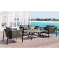 thumbnail image 3 of Miekor Furniture 4-Piece Rope Sofa Set with Thick Cushions and Toughened Glass Table, All-Weather Patio Furniture Set For 4 Person With Loveseat, Gray W5UAAE, 3 of 9