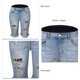 thumbnail image 3 of Pantalones cortos de verano de talle medio para mujer, pantalones cortos desgastados con cremallera y botones elásticos informales a la moda con bolsillos, 3 of 5