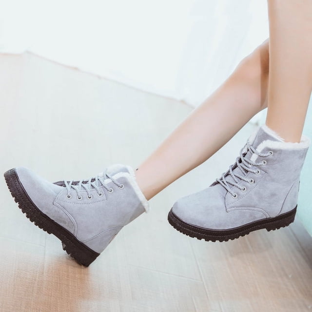 Botas de nieve para mujer, tallas grandes, cálidas, de tacón plano, con relleno de algodón