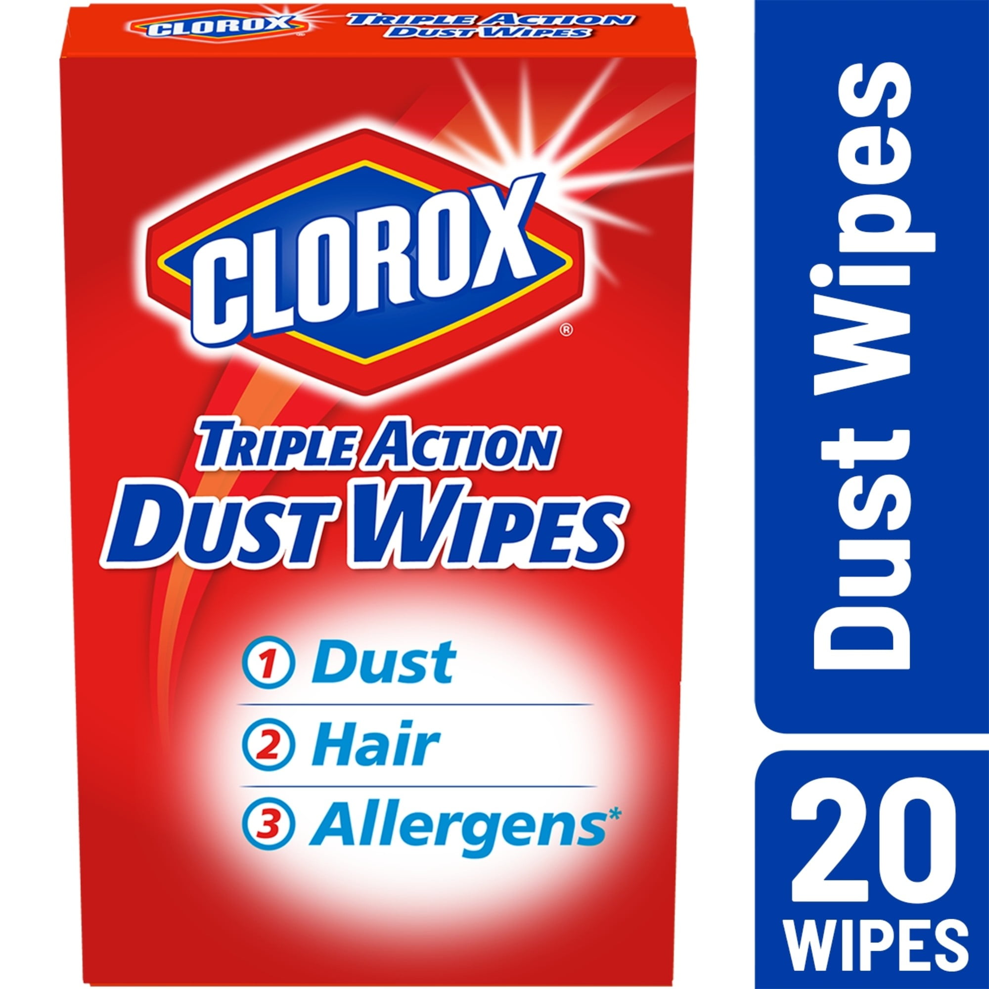 Clorox Triple Action Dust Wipes, Bleach Free Cleaning Wipes 20 Count