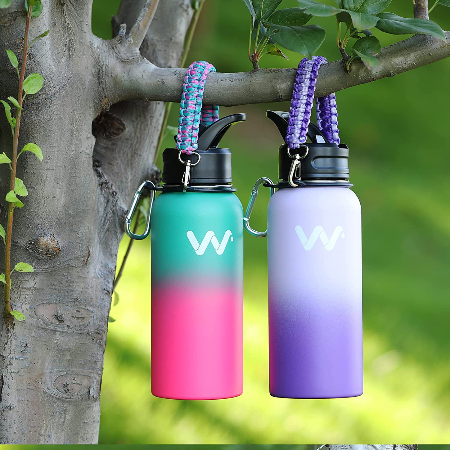 Tsuruya Insulated Water Bottle with Straw Stainless Steel Water Bottles with Flip-Up Straw Spout BPA-Free One-Press Opening for Safe Dri